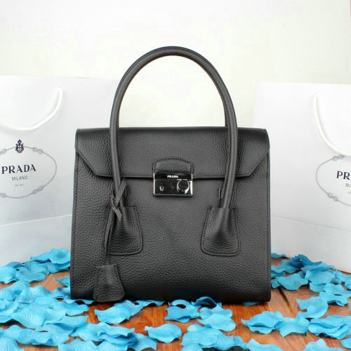 2014 Prada calfskin flap bag BN2665 black